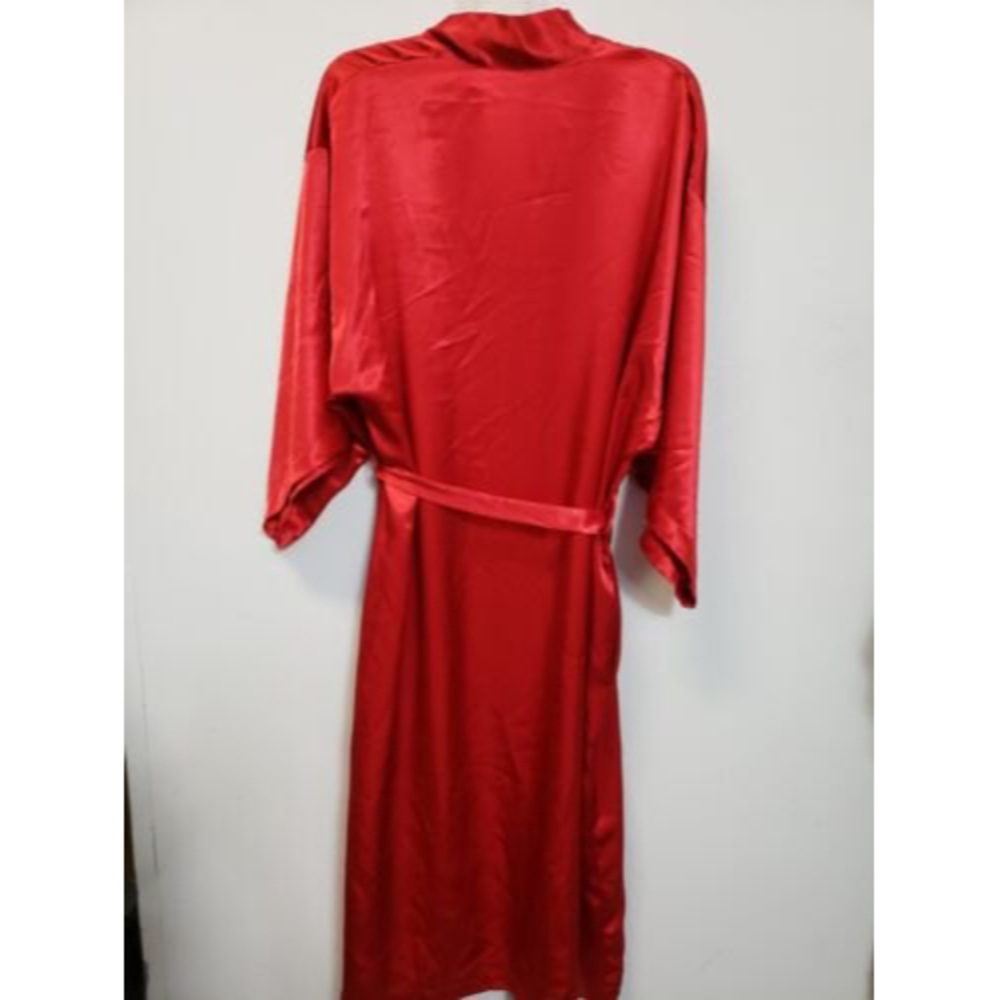 Val Mode Lingerie long night gown robe red size M 100% polyester 1 pocket - Picture 7 of 8